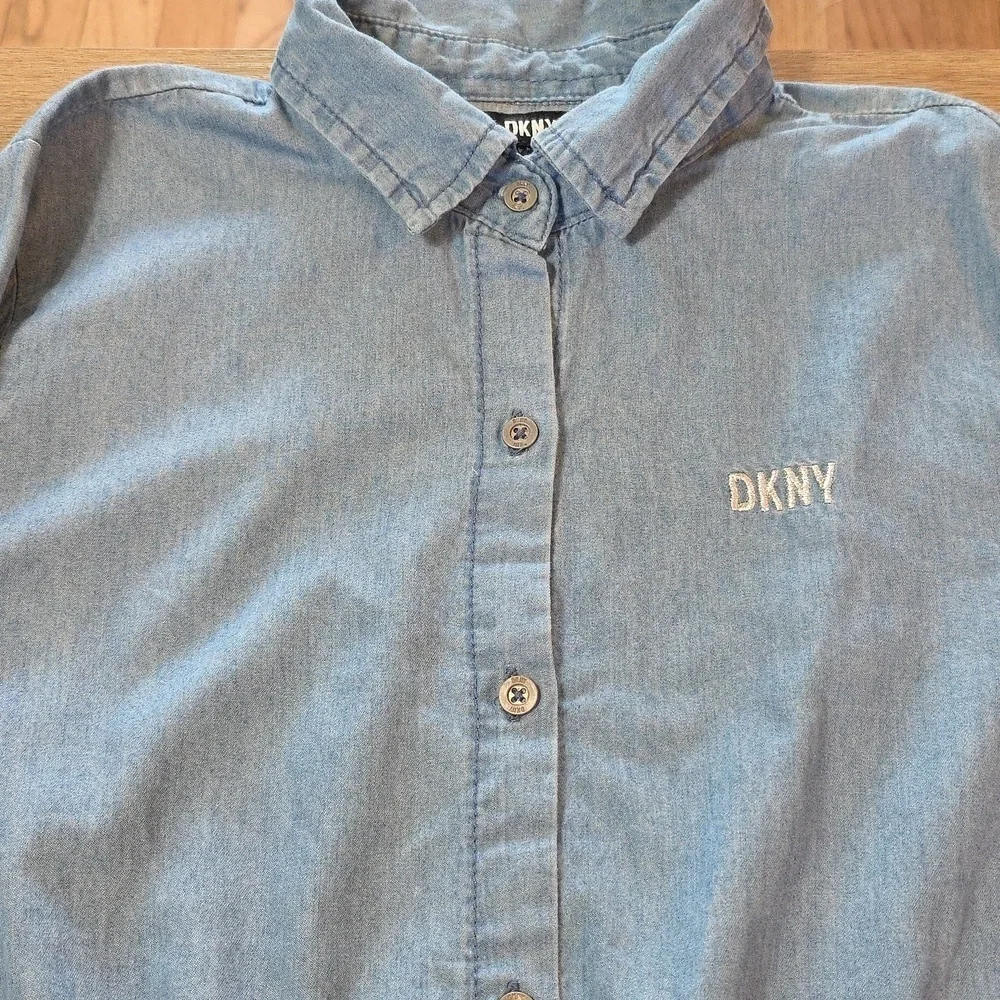 DKNY Chambray Button-Down Dress- Girls Size L